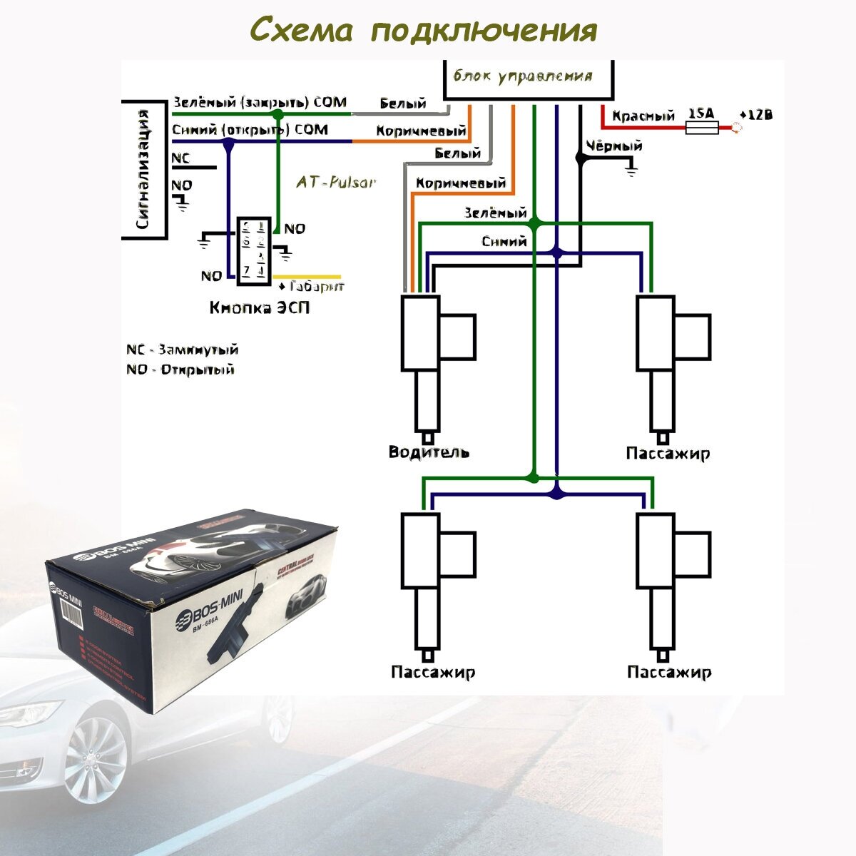 Универсальный привод блокировки дверей с электроприводом/центральный замок BM-686A без брелка