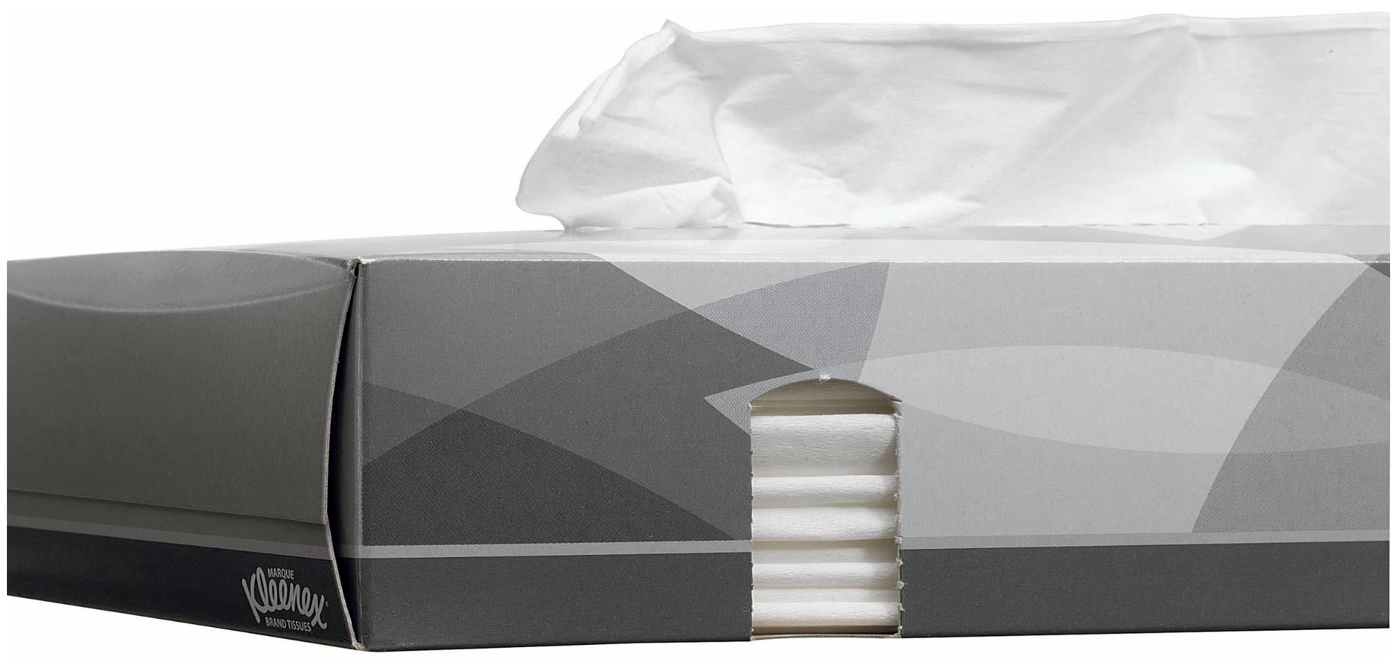 KG8835/2 Набор Бумажные салфетки для лица Kleenex, в серой коробке, 18.6х21.6 см, 100х2 уп - фотография № 3