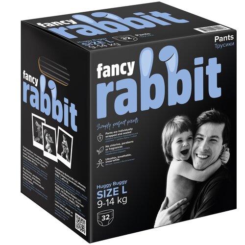 Fancy Rabbit трусики L, 9-14 кг, 32 шт., белый fancy rabbit трусики подгузники 9 14 кг l 32 шт