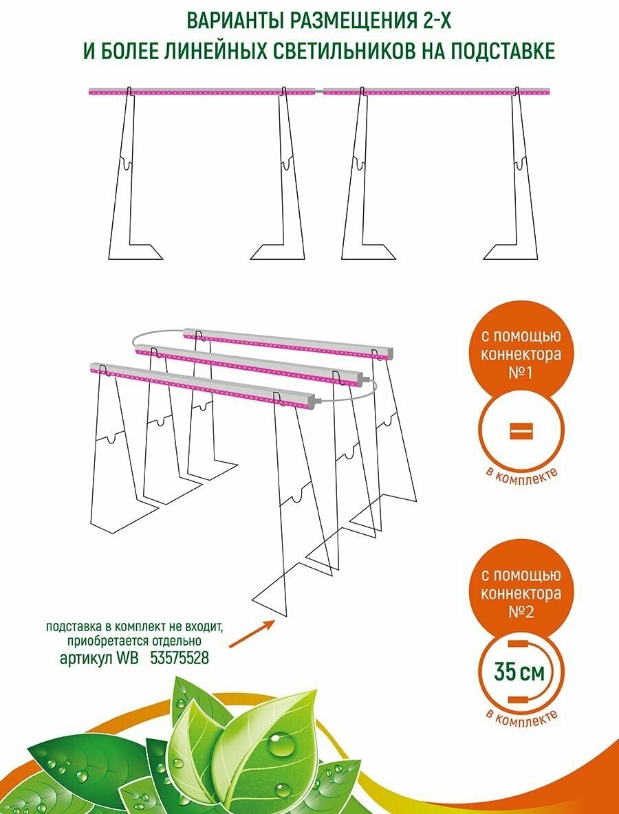 GARDEN SHOW Фитосветильник Маргарита для растений /парника/фитолампа линейная/, 6.8 Вт, L380мм, красно-синий спектр - фотография № 4