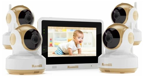 Видеоняня Ramili Baby RV1500x4, белый/золотистый