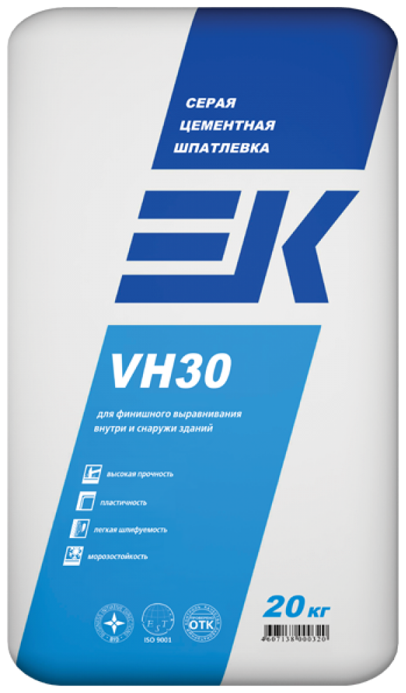 ЕК Кемикал Шпатлевка цементная серая EK VH30 20кг (60) (127443)