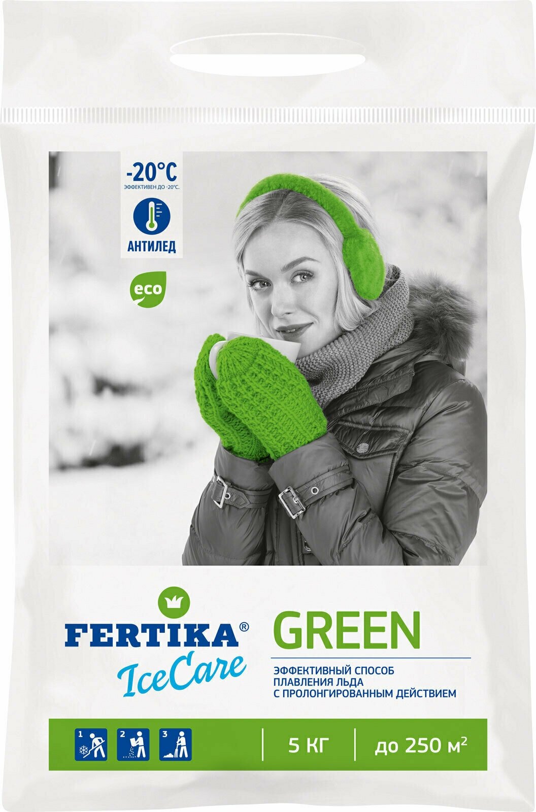 Противогололёдный реагент Fertika IceCare Green, 5 кг - фотография № 1