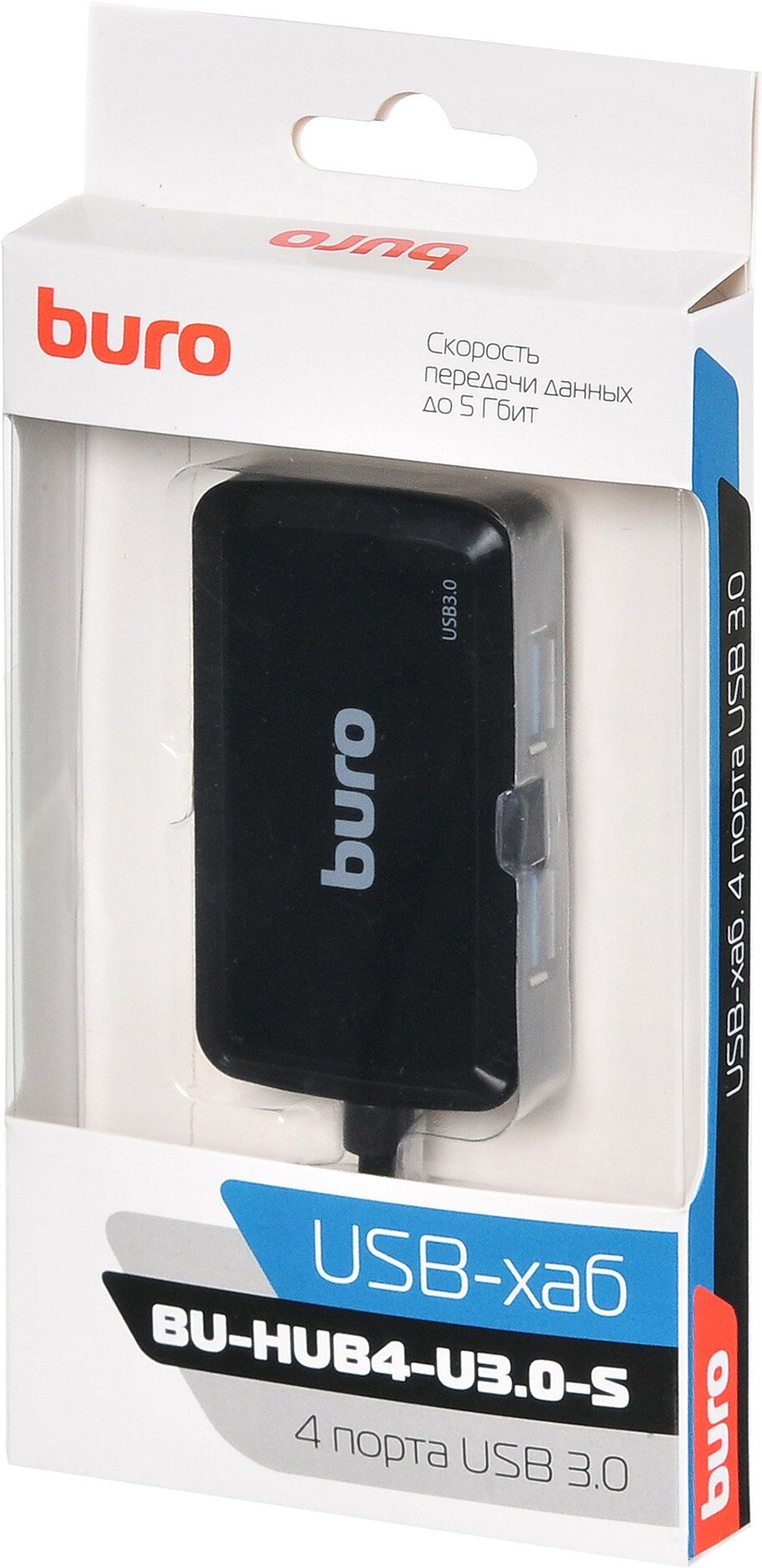 USB-концентратор Buro BU-HUB4-U30-S разъемов: 4