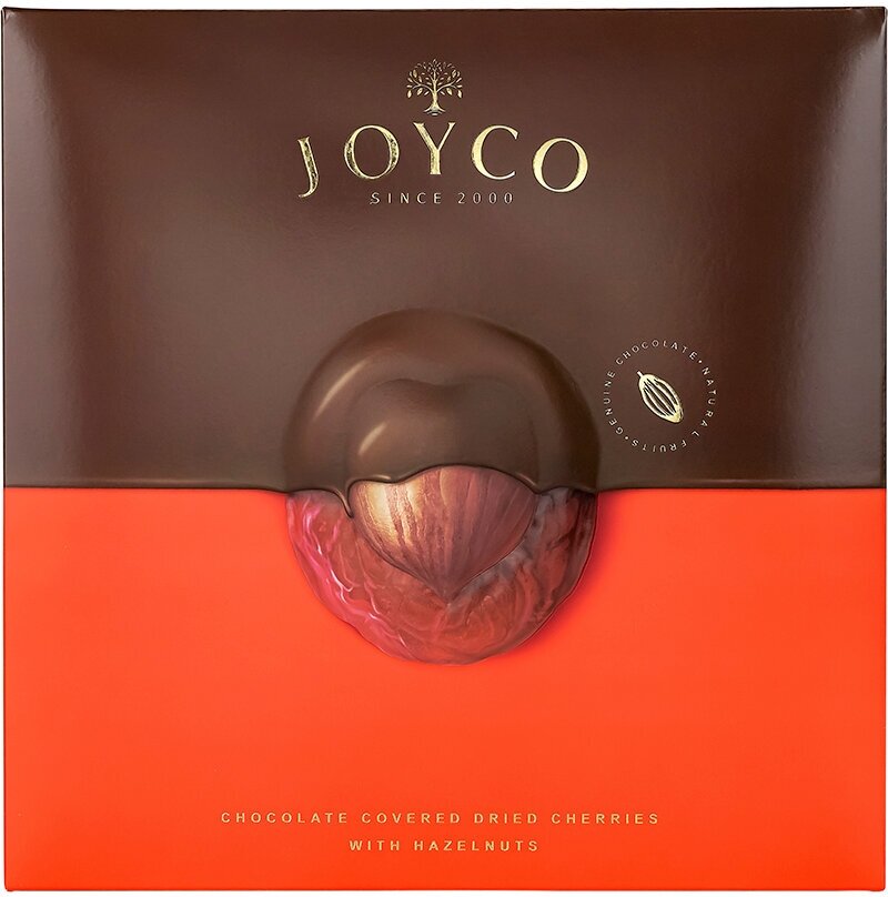 Шоколадные конфеты JOYCO сухофрукт вишни в шоколаде с фундуком