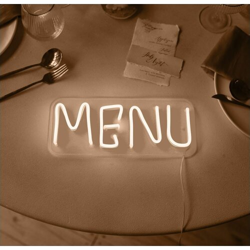 Неоновая вывеска Menu, 25х10 см