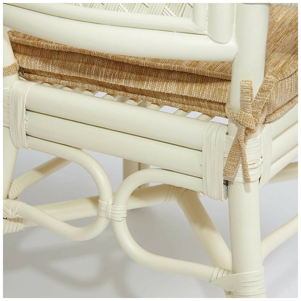 Комплект обеденный "ANDREA GRAND" (стол со стеклом+6 кресел+ подушки) (12 427) TetChair TCH White (белый), Ткань рубчик, цвет кремовый - фотография № 16