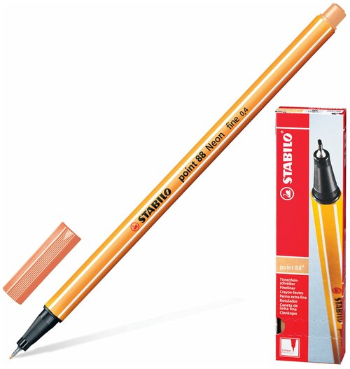Ручка капиллярная Stabilo Point, корпус оранжевый, толщина письма 0,4 мм, светло-телесная (88/26)