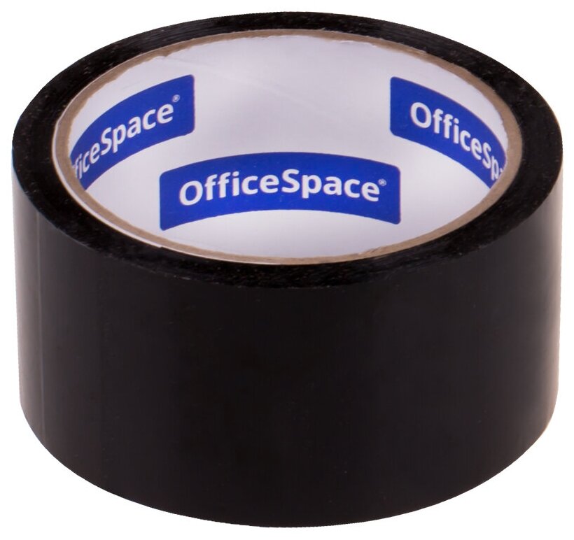 Клейкая лента упаковочная OfficeSpace, 48мм*40м, 45мкм, черная, ШК (арт. 256533)