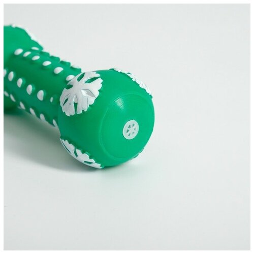 Игрушка-гантель пищащая Снежинка для собак, 13 х 5 см, зелёная игрушка пищащая баскетбольная гантель 15 5 х 6 см 863749