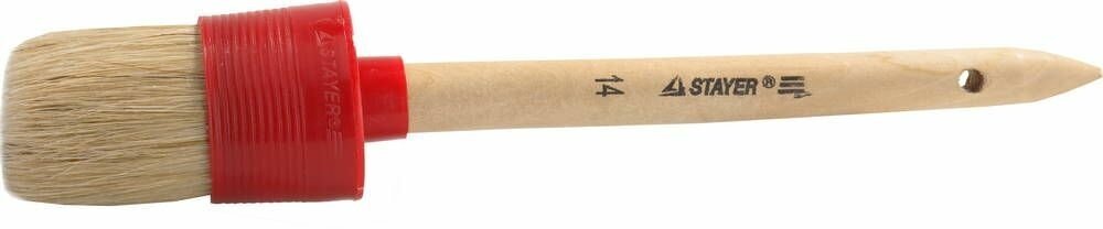 STAYER UNIVERSAL 50 мм пластмассовый корпус светлая натуральная щетина деревянная ручка все виды ЛКМ круглая кисть (0141-50)