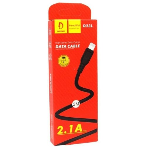 Кабель USB - Lightning DENMEN D23L 2.1A (черный) 2м