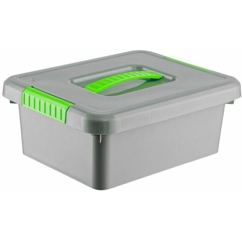 Ящик для хранения GIY с ручкой 3л серый/салатовый FB7020-16
