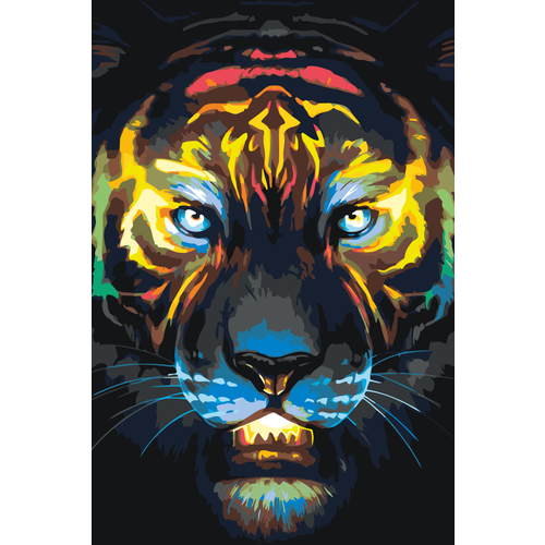 Картина по номерам Яркий радужный тигр на стену картина по номерам фиолетовый тигр 40x60 см