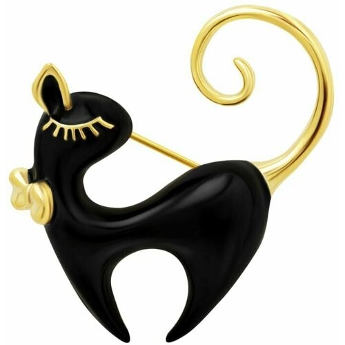 Брошь, бижутерный сплав, эмаль, черный, золотой