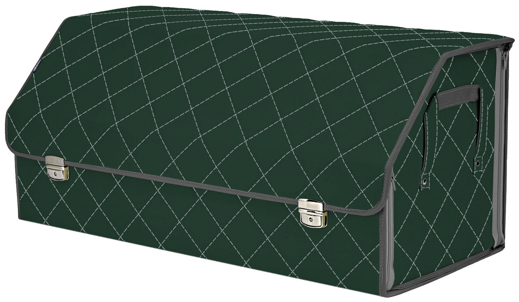 Органайзер-саквояж в багажник "Союз Премиум" (размер XXL). Цвет: зеленый с серой прострочкой Ромб.