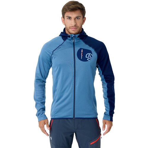 Туристическая куртка TERNUA Rakker Hood Jkt M, средней длины, силуэт прилегающий, карманы, быстросохнущая, воздухопроницаемая, влагоотводящая, водонепроницаемая, несъемный капюшон, размер M, синий