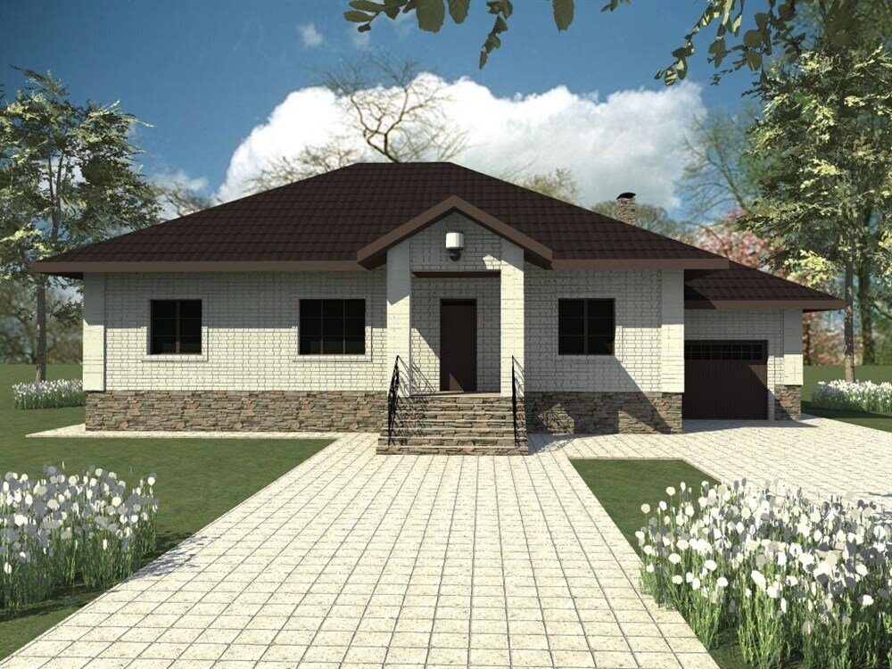 Лучшие Проекты Одноэтажных Домов 100 120 Коттеджей - (Планировки, Фото ...