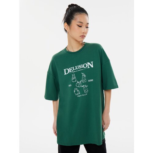 Футболка FEELZ, размер M, зеленый женская футболка с рисунком дракона weiyao уличная одежда с коротким рукавом яркая повседневная свободная летняя футболка большого размера