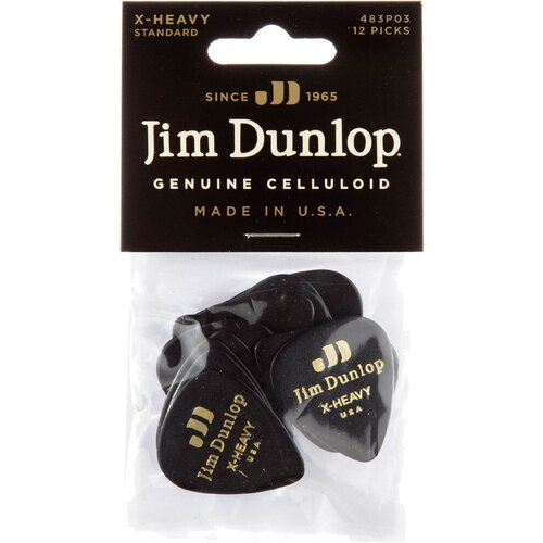 Медиаторы, очень жесткие, 12 шт. Dunlop Celluloid Black Extra Heavy 483P03XH 12Pack