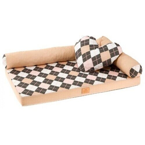 Лежак-кровать для кошек и собак Ferplast Tommy Rombus 80, коричневый ромб, 80x50x16 см