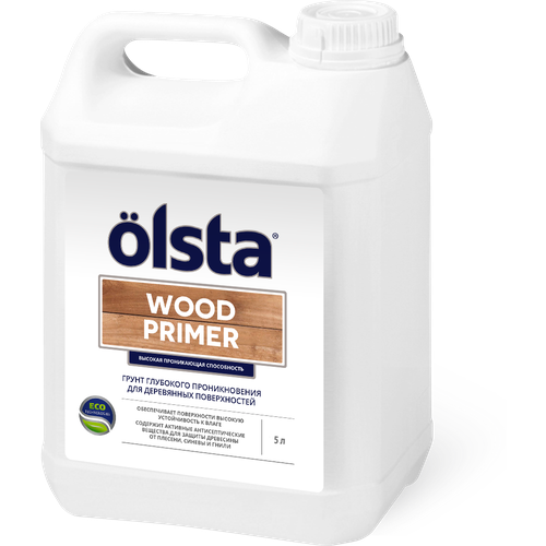 Грунтовка глубокого проникновения Olsta Wood Primer, 5 кг, 5 л, белый