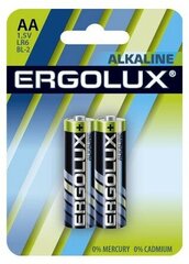 Ergolux Alkaline BL2 LR6 (LR6 BL-2, пальчиковая батарейка АА 1.5В) (упак. 2 шт.), цена за 1 упак.