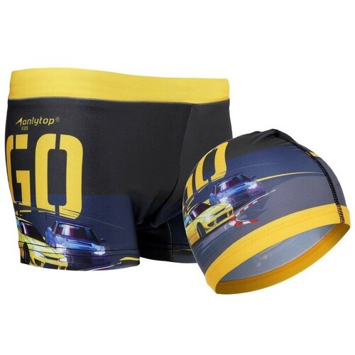 фото Плавки для мальчиков + шапочка, комплект, р. 30, рост 122 см, обхват 46-52 см onlitop