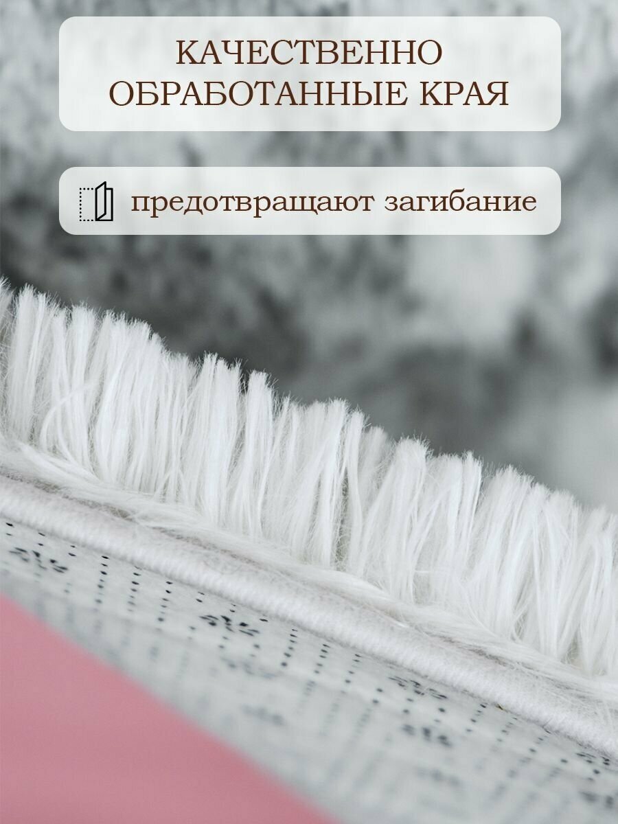 Ковер на пол с длинным ворсом меховой 120х120 серый ковер комнатный, прикроватный, пушистый в комнату, спальню, гостиную, прихожую