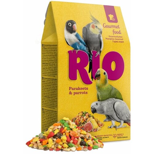 корм гурмэ для средних и крупных попугаев 250 г RIO: Гурмэ корм, для средних и крупных попугаев, 250 гр.
