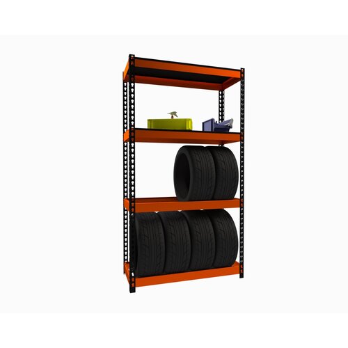 Стеллаж Metalex серия TIRES 1800х1800х400 (две полки) оранжево-чёрный