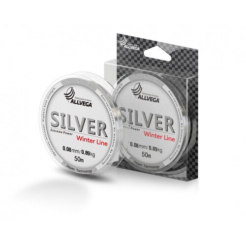 Леска монофильная ALLVEGA Silver 50м 0,08мм (0,89кг) серебристая