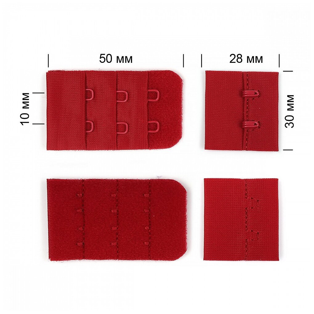Застежка с крючками 3х2 для бюстгальтера TBY-57460 3см цв. S059 темно-красный уп.10шт