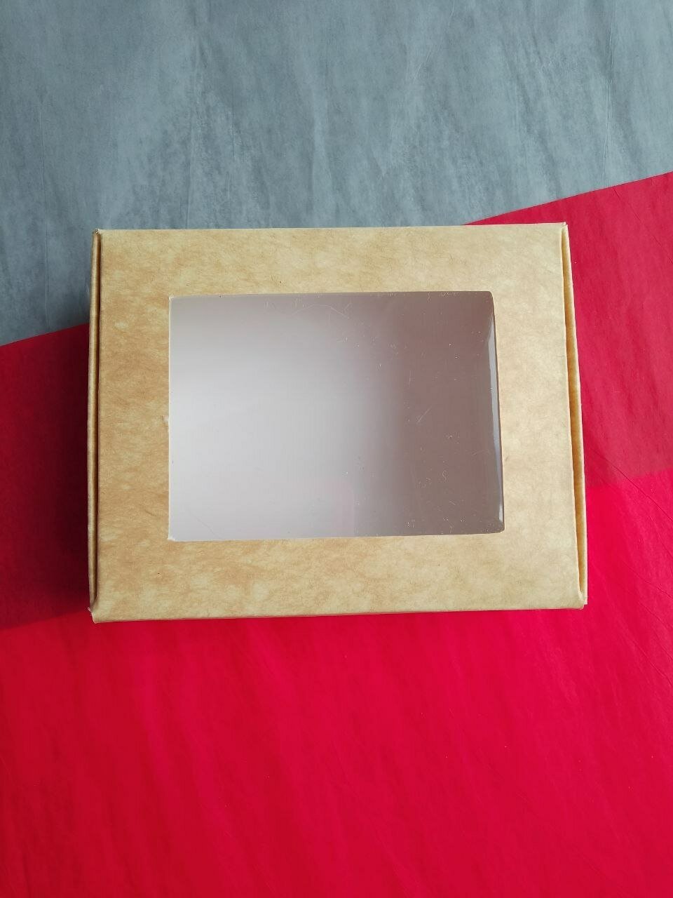 Коробка картонная 10х8х3,5 см крафт с окном.//20 штук