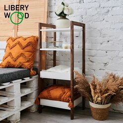 Стеллаж деревянный для дома и офиса "Свея" сканди дарк 41*37*100 см, Libery Wood