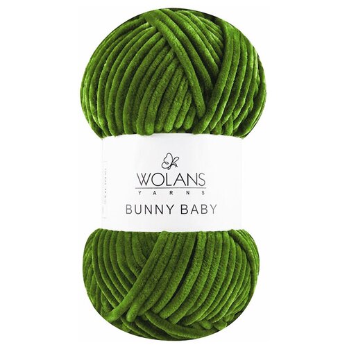 Пряжа плюшевая Wolans Bunny Baby (воланс бани беби), 32 темно-зеленый, 1 моток пряжа wolans bunny baby 1 шт черный 10 120м 100г 100% полиэстер плюшевая пряжа воланс банни беби