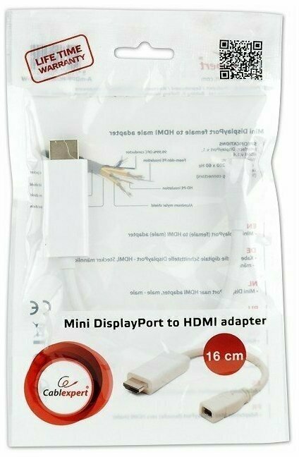 Переходник miniDisplayPort-DisplayPort Cablexpert A-mDPF-DPM-001-W - фотография № 8