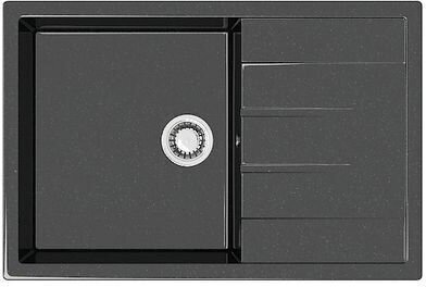 Мойка для кухни с сифоном глянцевая с блестками Z161 (черный) 75х50,5х21 BERGG lab. - фотография № 2
