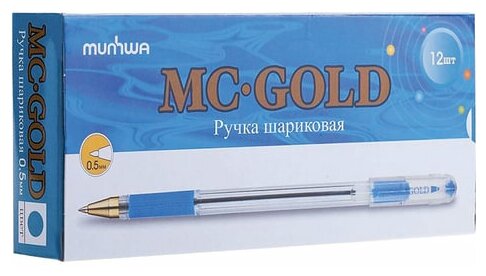 MunHwa Набор шариковых ручек MC Gold, 0.5 мм (BMC-01/02/03/04/09/10/12), синий цвет чернил, 12 шт.