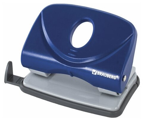 Дырокол BRAUBERG «Einkommen», средний, на 20 листов, синий