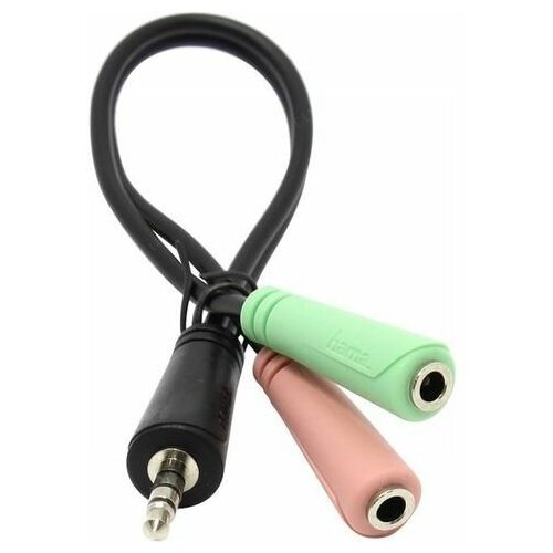 Переходник HAMA 2xJack 35 f - Jack 35 m черный без упаковки 00054573 748₽