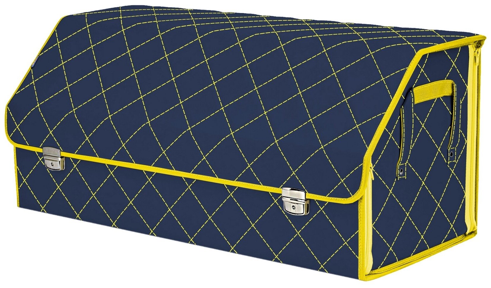 Органайзер-саквояж в багажник "Союз Премиум" (размер XXL). Цвет: синий с желтой прострочкой Ромб.