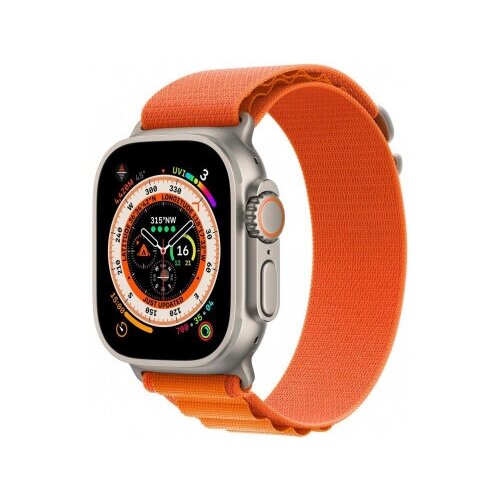Смарт-часы Apple Watch Ultra A2684 49мм OLED корп титан Alpine loop рем оранжевый разм брасл S MNHH3BA 10817000₽