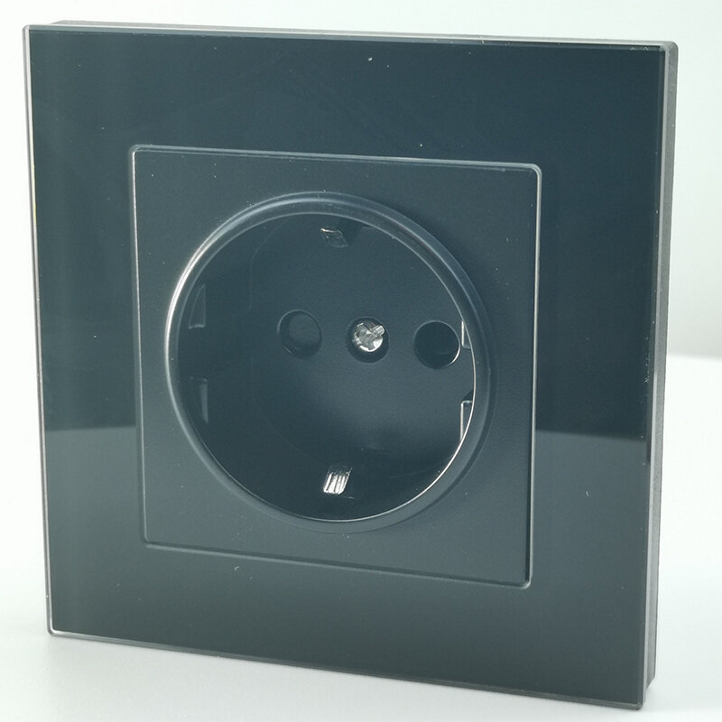 фото Евророзетка с рамкой из закаленного стекла