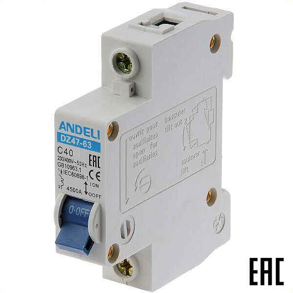 фото Автоматический выключатель на Din-рейку ADL01-068 ANDELI DZ47-63/1P C40A/1п/ 4,5кА (4 шт. в комплекте)