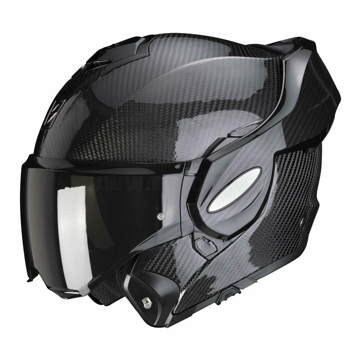 Мотошлем модуляр Scorpion Exo-Tech Evo Solid Карбоновый Черный матовый Размер XL (60-61) — фото 1