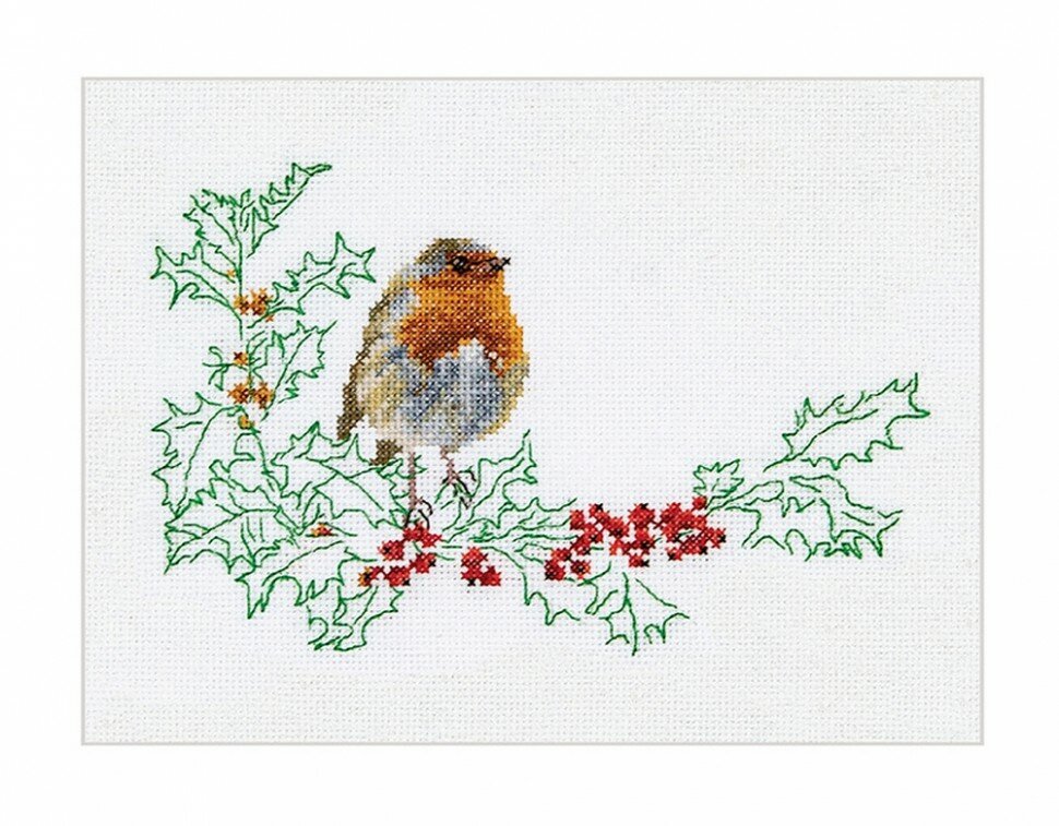 Winter Robin (Зимняя малиновка) #790A Thea Gouverneur Набор для вышивания 20 x 14 см Счетный крест