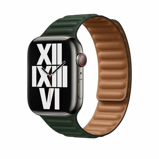 Ремешок для Apple Watch 42 / 44 / 45 / Ultra 49 mm Магнитный EcoLeather Link Dark Green