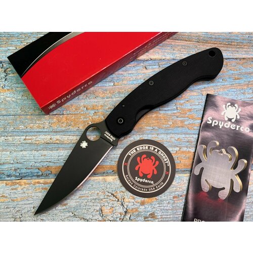 Нож складной Spyderco Military, Black Blade, Black G10 Handles