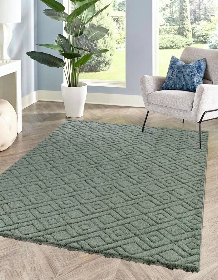 фото Ковер Sofia 0E426A D. Green-D. Green в гостиную в дом в зал в квартиру в комнату в спальню 0.8 x 1.5 м.